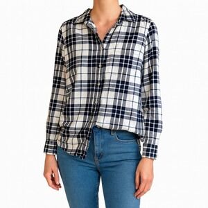 J.Crew Flannel Shirt Plaid Long Sleeve Button Down Relaxed Fit Size L‎